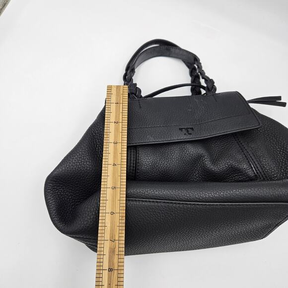 Tory Burch Leather Half Moon Small Satchel Hand Bag Black Leather - Picture 7 of 7